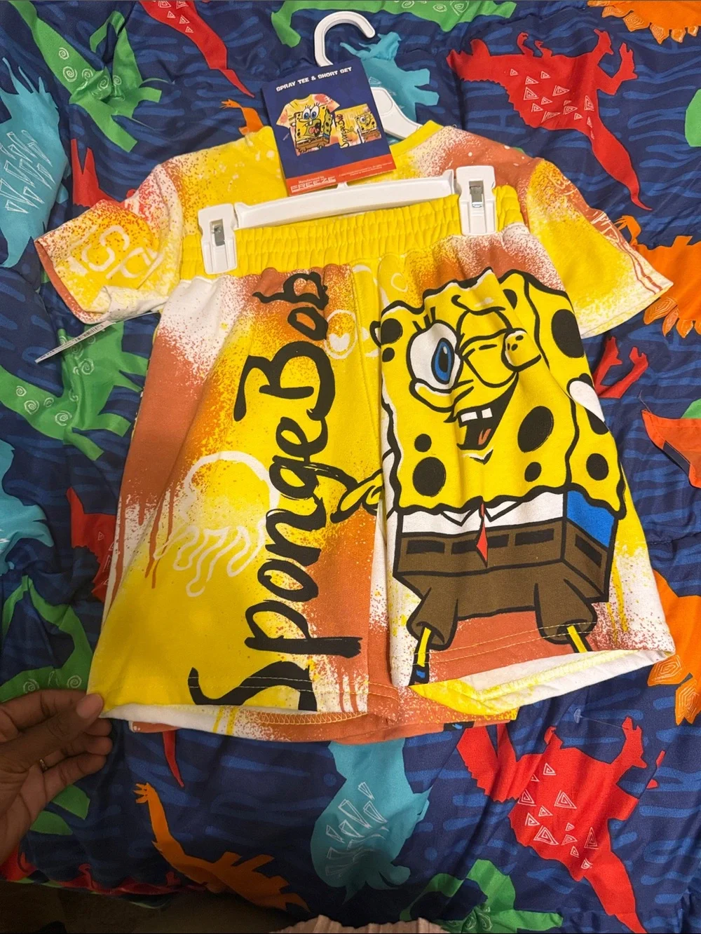 SpongeBob Squarepants Yellow & Orange Graphic Kids Tee and Shorts Set